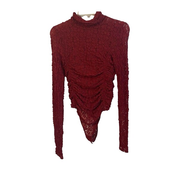 NWT Intimately Free People Day & Night Sheer Lace Bodysuit Women Small Red Thong - Picture 1 of 9